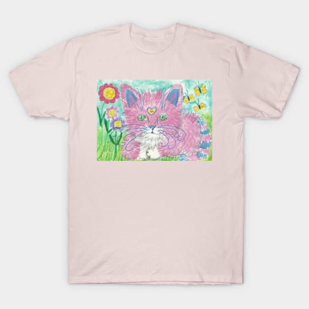 Pink cat T-Shirt by SamsArtworks